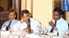 Panelists are answering the queries from participants at the seminar. Presentation & Discussion on The New Companies ACT at Hotel Taj Samudra